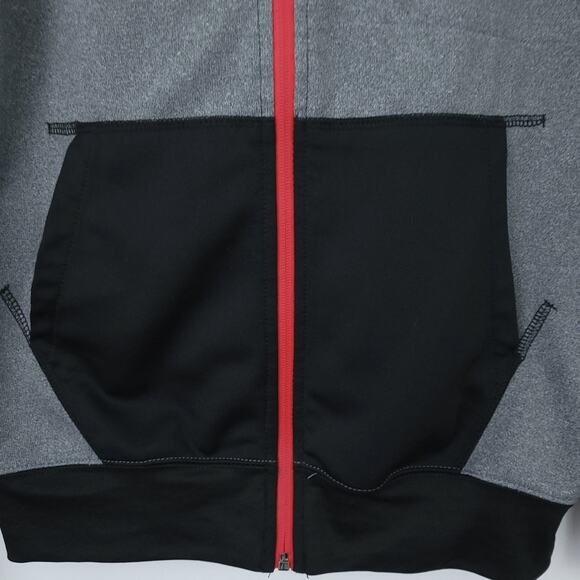 Fox Racing Hoodie Men Small Gray Red Black Colorblock Hooded Zip Up Jacket Coat - Picture 2 of 8